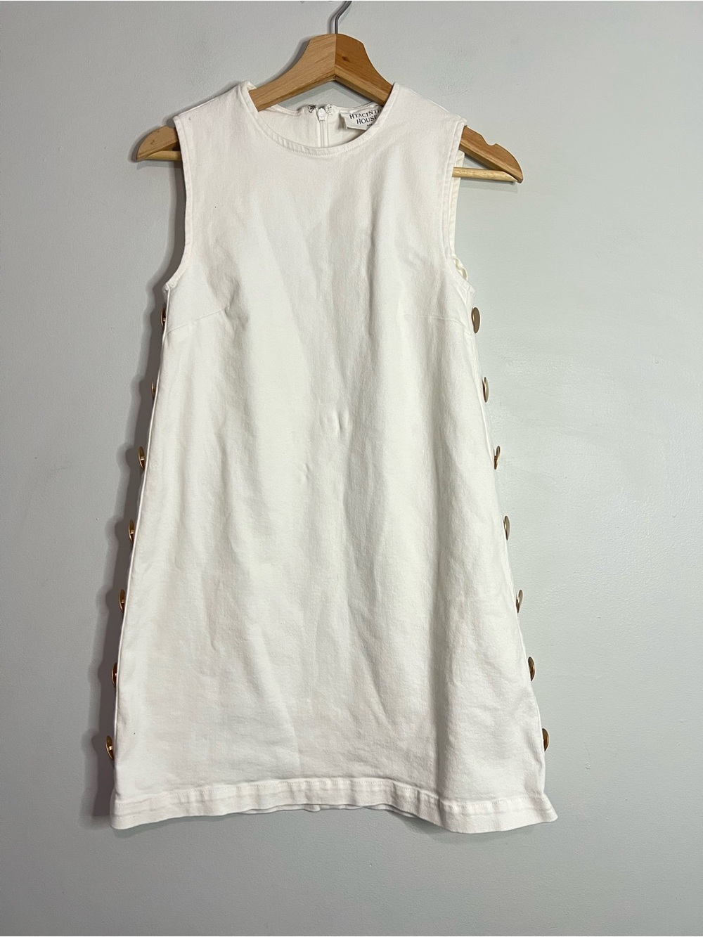 Tuckernuck Hyacinth Hoise Bitst White Mini Dress with gold Buttons size xxs - Picture 2 of 6